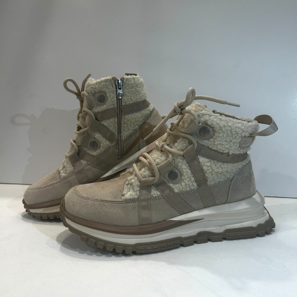 Blowfish Malibu Women’s Cream Suede & Sherpa Winter Lace-Up Boots Size 8.5.